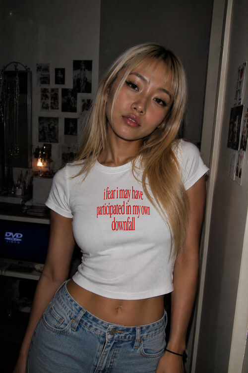 Participated In My Own Downfall Graphic Baby Tee